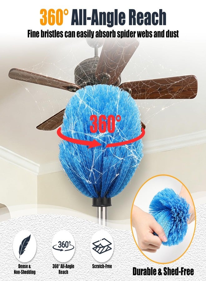 EUIJOIP Lightweight Cobweb Duster with Extension Pole – 8FT Long Reach Brush Kit, Washable Head for Ceiling Fan, Spider Webs, Dust – Cleans Up to 15FT, for Furniture, Eaves, Vents, Roof - Image 4