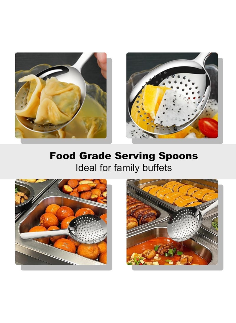 2pc Stainless Steel Slotted Serving Spoon , 7.87" Large Metal Serving Spoon with Short Handle, 3.7MM Thick Slotted Utensil for Buffet, Party, Dinner, Restaurants, Kitchen - Image 3