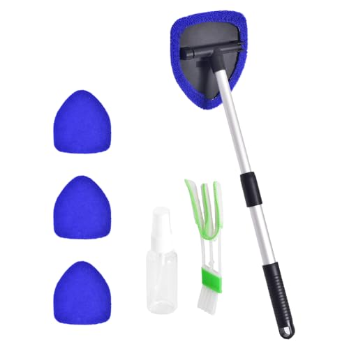 LUKCOZMO Windshield Cleaner Car Windshield Cleaning Tool with 3 Reusable and Washable Microfiber Pads and Extendable Handle Microfiber Car Window Cleaner - Image 1