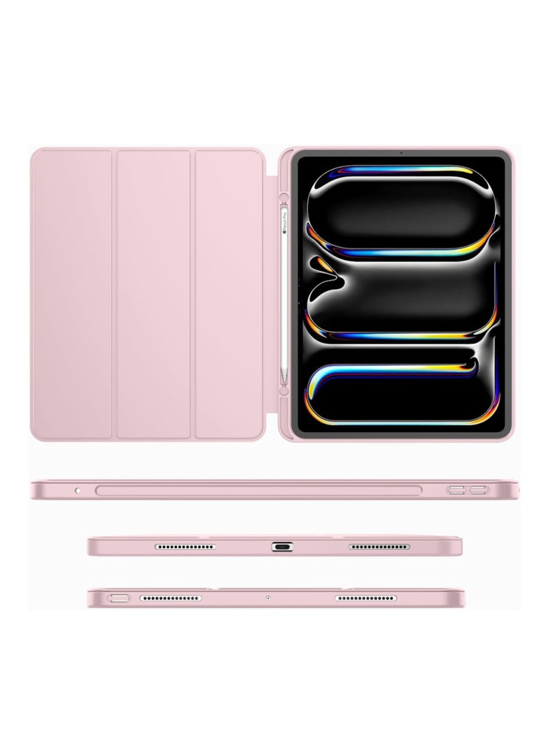 Protective Case with Pen Holder for iPad Pro 13 Inch (2024) Case 13 Inch Case with Pen Holder Tablet Cover Touch Pen Smart Case Stand Folding Case Auto Sleep Wake Up Case Pink