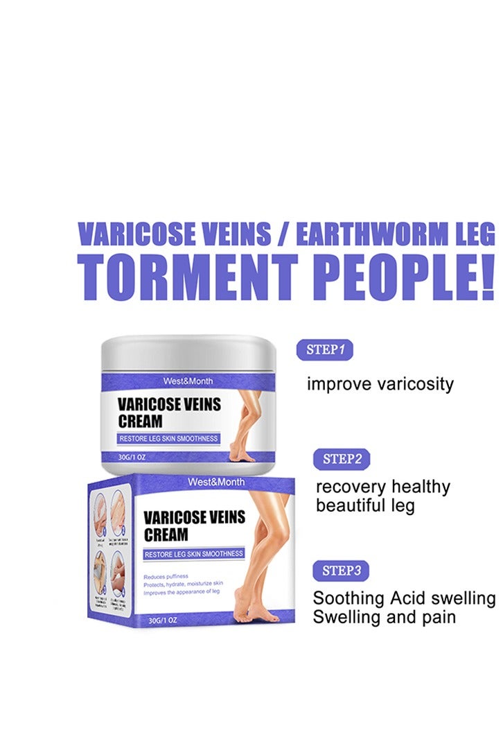 West&Month Varicose Veins Cream Relief Phlebitis Angiitis，Vein Healing Varicose Veins Foot Muscle Treatment Cream 30g - Image 5