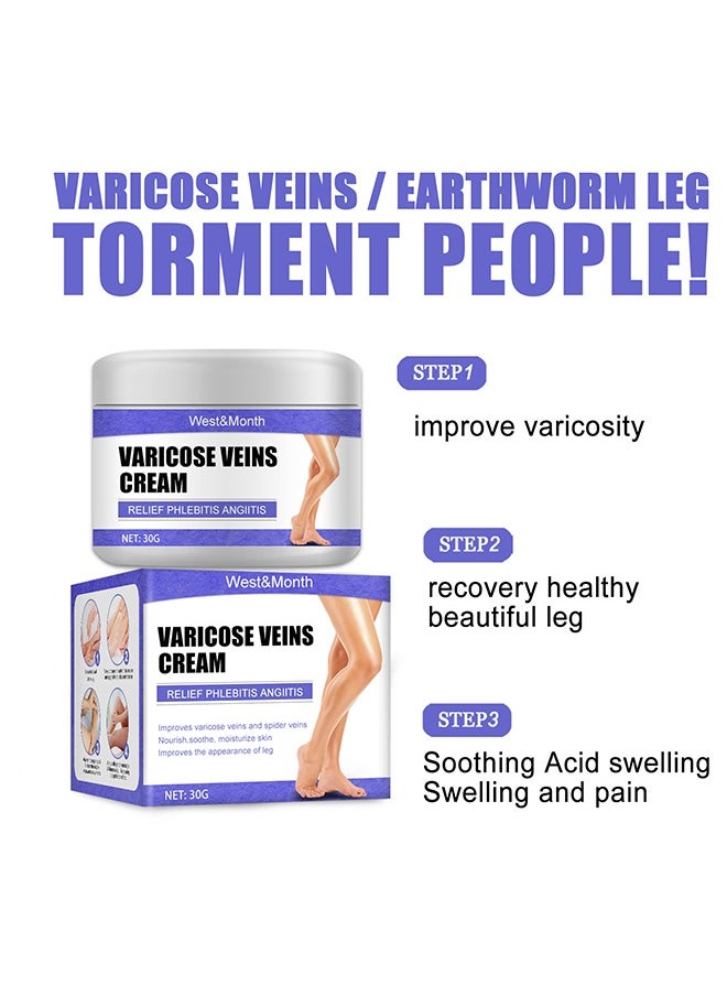 West&Month Varicose Veins Cream Relief Phlebitis Angiitis，Vein Healing Varicose Veins Foot Muscle Treatment Cream 30g  - Image 5
