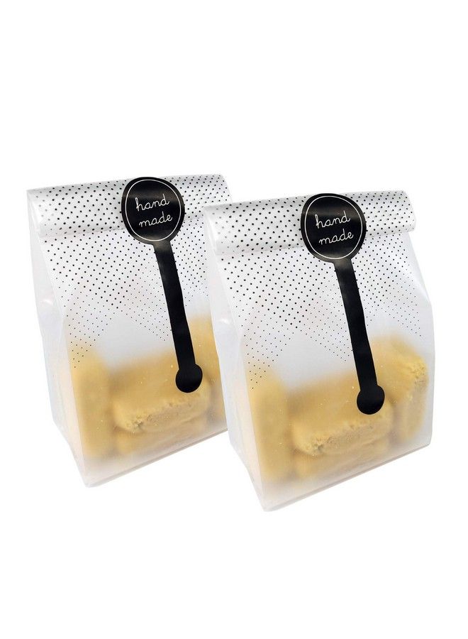 Prudance 100 Pcs Translucent Plastic Cookie Bags With 100 Pcs Hang Made Stickers For Cookies Cake Toast Bread Chocolate Candy Bakery Snack Gift Bags For Birthday Party Wedding Bakery Party - Image 1