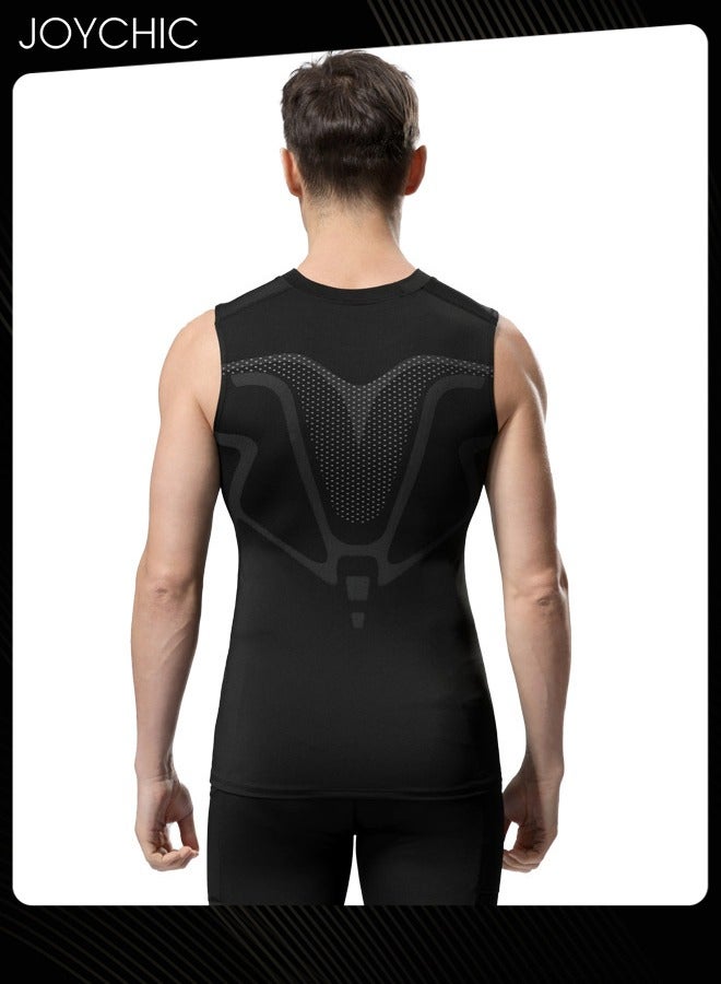 جوي شيك سترة رياضية للرجال سريعة الجفاف وجيدة التهوية عالية المرونة لممارسة رياضة كرة السلة والجري والتدريب على اللياقة البدنية وقميص واسع الكتفين لجميع المواسم باللون الأسود - Image 3