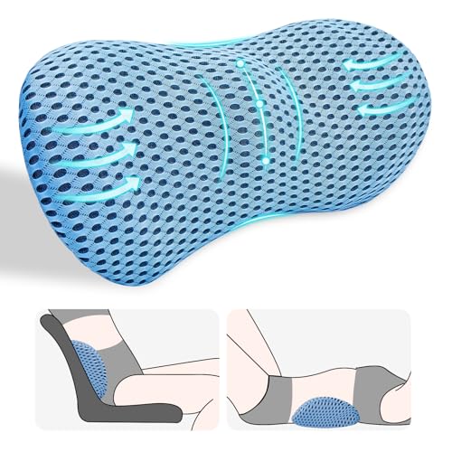 kasney Lumbar Support Pillow, Back Pillow for Low Back Pain Relief, Ergonomic Streamline Car Seat, Office Chair, Recliner and Bed (Blue) - Image 1