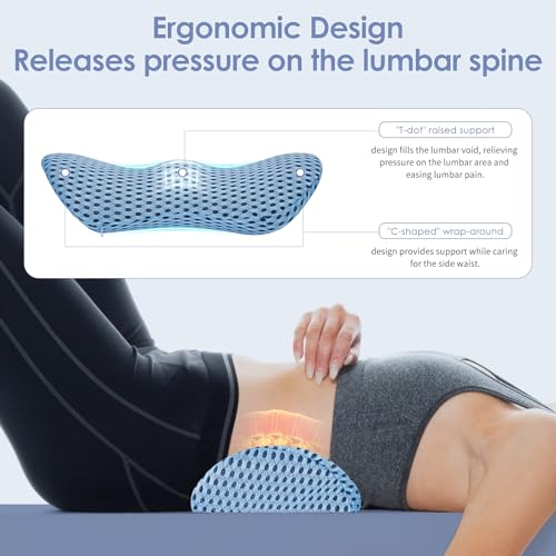kasney Lumbar Support Pillow, Back Pillow for Low Back Pain Relief, Ergonomic Streamline Car Seat, Office Chair, Recliner and Bed (Blue) - Image 3