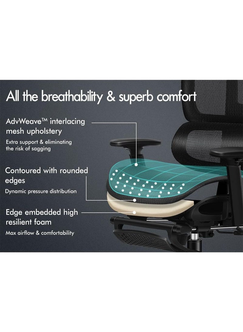 Comfortable mesh office chair with 3D armrests, executive computer chair for studying with adjustable headrest and footrest, reclining gaming chair with adaptive lumbar support. - Image 5