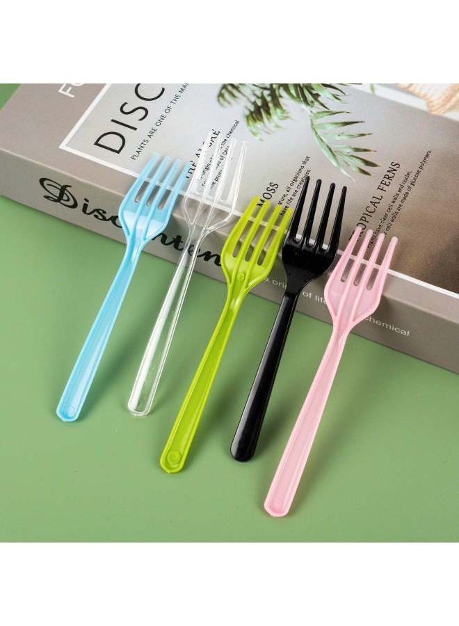 Thickened Disposable Small Fork Plastic Fruit Fork Cake Dessert Fruit Trial Birthday Cake Fork Bag-Specifications:Green Four Forks 10k ★  - Image 5