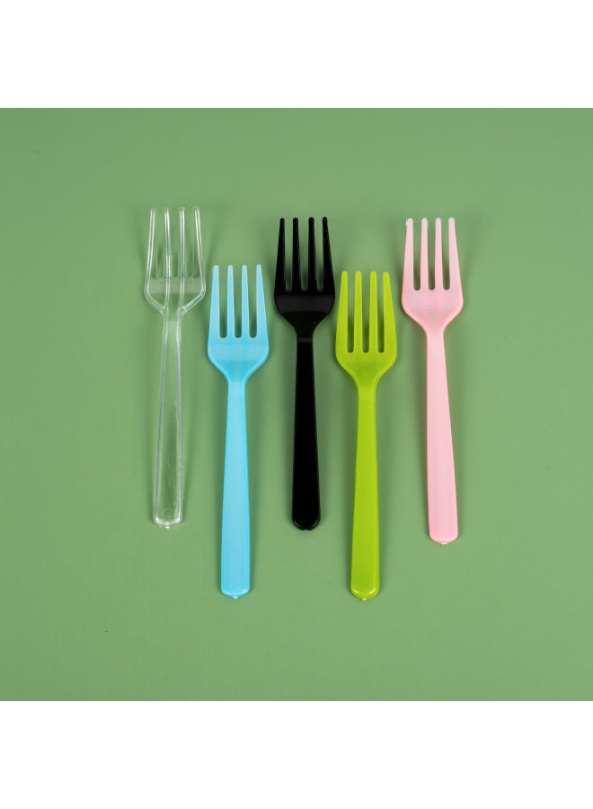 Thickened Disposable Small Fork Plastic Fruit Fork Cake Dessert Fruit Trial Birthday Cake Fork Bag-Specifications:Green Four Forks 10k ★  - Image 4