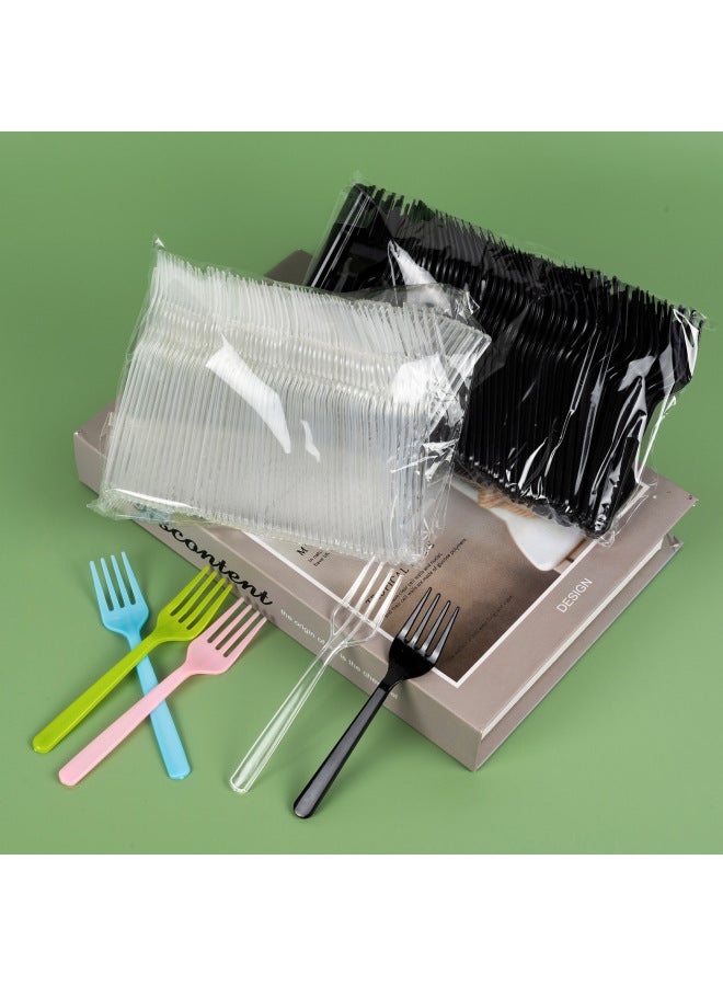 Thickened Disposable Small Fork Plastic Fruit Fork Cake Dessert Fruit Trial Birthday Cake Fork Bag-Specifications:Green Four Forks 10k ★  - Image 3