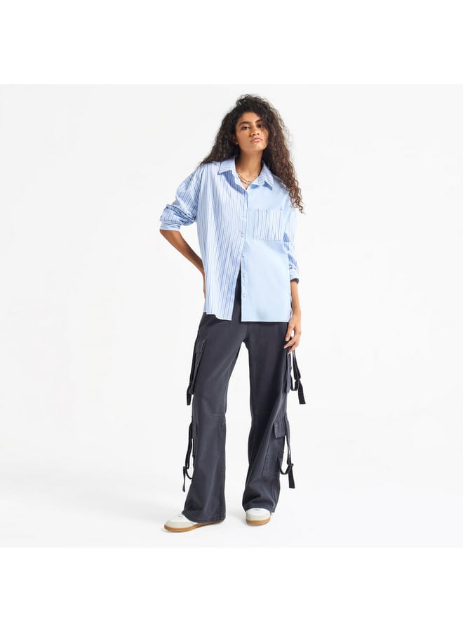 Splash FAV Striped Shirt with Collar and Long Sleeves  - Image 2