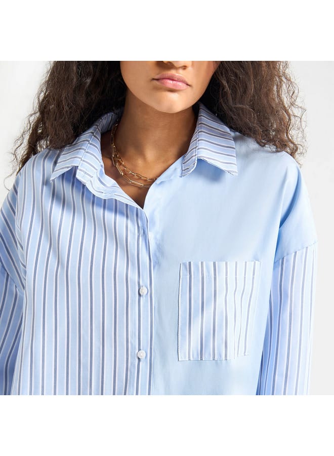 Splash FAV Striped Shirt with Collar and Long Sleeves  - Image 4