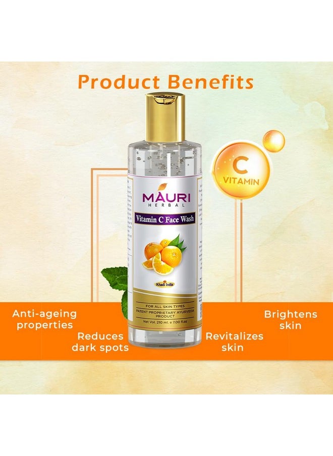 Khadi Mauri Herbal Vitamin C Face Wash With Powerful Cleanser, Brightens Complexion, Boosts Skin Tone, 210 Ml  - Image 2