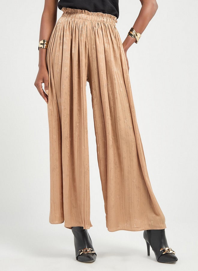Splash FAV Textured Wide Leg Pants with Elasticated Waistband - Image 1