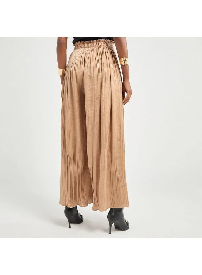 Splash FAV Textured Wide Leg Pants with Elasticated Waistband