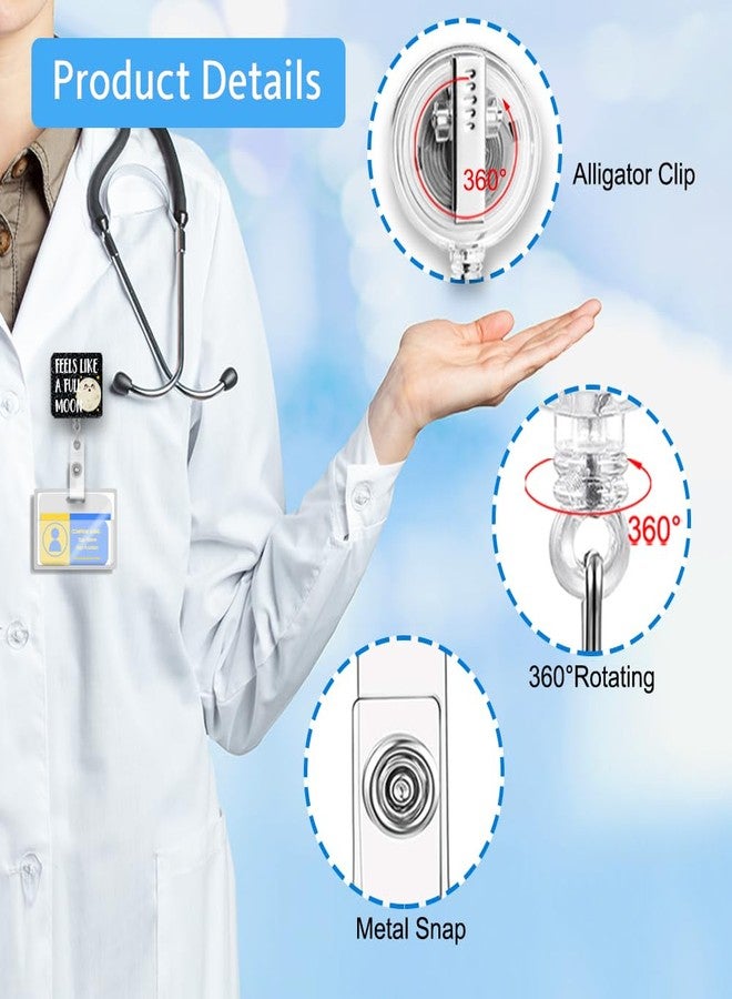 AGMDESIGN Feels Like A Full Moon Glitter Retractable Badge Holder, Cute Moon Badge Reel with Alligator Clip, Funny Medical Office Badge Reel Gifts for Night Shift Nurse Worker Doctor RN ER - Image 3