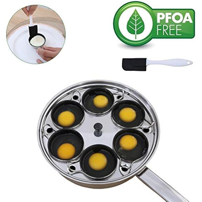 RUNZI Egg Poacher Pan  Stainless Steel Poached Egg Cooker  Perfect Poached Egg Maker  Induction Cooktop Egg Poachers Cookware Set With 6 Nonstick Large Silicone Egg Poacher Cups - Image 4