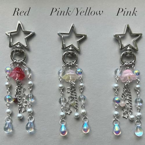 Agromusk Jellyfish Keychain,Cute Y2K Car Keychains for Women Girls Jellyfish Bag Charms Purse Accessories Star Jelly Decor (Pink Star) - Image 2