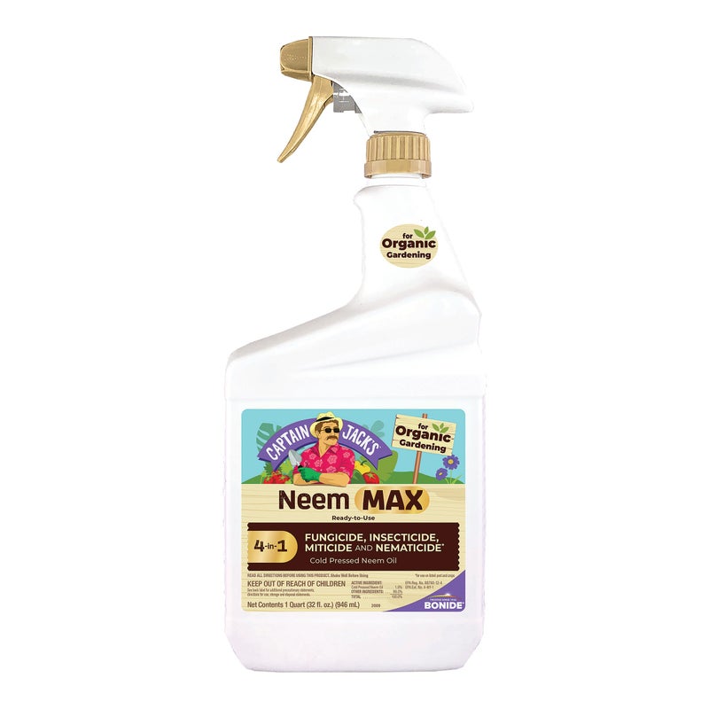 Bonide Captain Jack's Neem Max, 32 oz Ready-to-Use Spray Cold Pressed Neem Oil, Multi-Purpose Insecticide, Fungicide, Miticide and Nematicide for Organic Gardening - Image 1