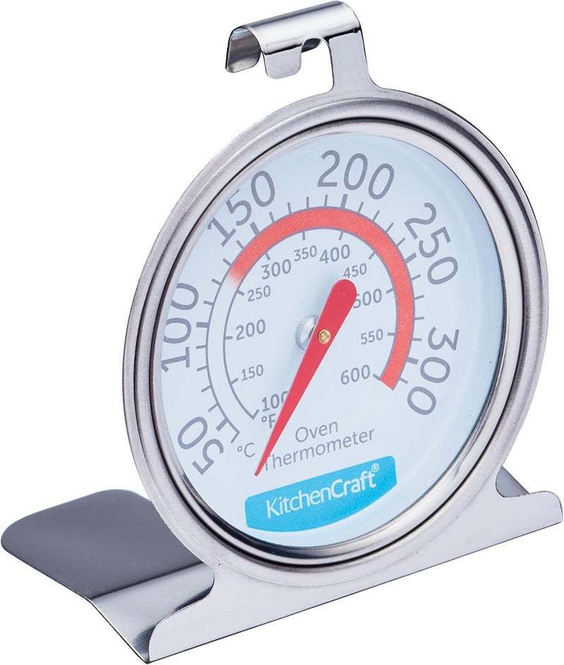 KitchenCraft Oven Thermometer, Stainless Steel Over Thermometer for Fan Oven and Gas Oven, 6.5 x 8 cm, Silver - Image 1