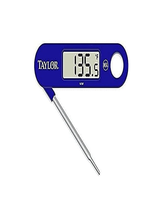Taylor 1476FDA Compact Folding Probe Digital Thermometer with Magnet and Lanyard, 6.60' Height, 5.06' Width, 0.75' Length, Blue - Image 1