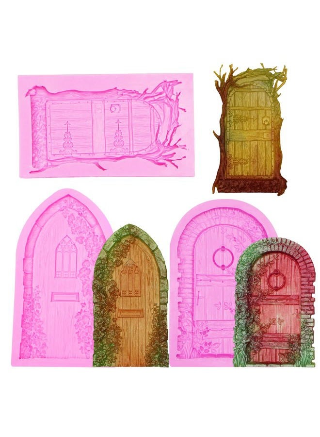 acvcatto Fairy Garden Door Fondant Molds, Enchanted Vintage Treehouse Silicone Chocolate Molds, Cake Decorating Baking Molds for Pudding Jelly Cookie Candy Gum Dessert Clay Resin DIY Craft - Image 1
