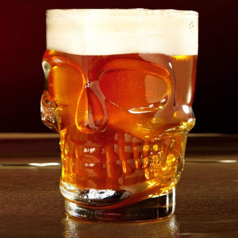 FOMQUAZLI FOMQUAZLI Skull Glass Beer Mug with Handle Heavy Base Funny Beer Stein Cup Clear Drinking Glasses for Whisky Wine Juice Bar Halloween Decorations Gifts 510ML 1PCS - Image 2