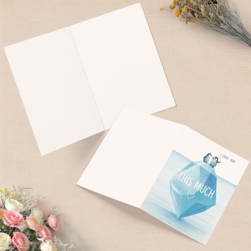 Cheerin Romantic Love Card with Envelopes - Sweetest Day Cards for Him and Her - Anniversary Card for Husband, Wife, Fiance, Boyfriend, Girlfriend - Penguin Birthday Card Gift 5x7 Inch - Image 5