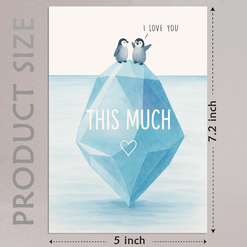 Cheerin Romantic Love Card with Envelopes - Sweetest Day Cards for Him and Her - Anniversary Card for Husband, Wife, Fiance, Boyfriend, Girlfriend - Penguin Birthday Card Gift 5x7 Inch - Image 3