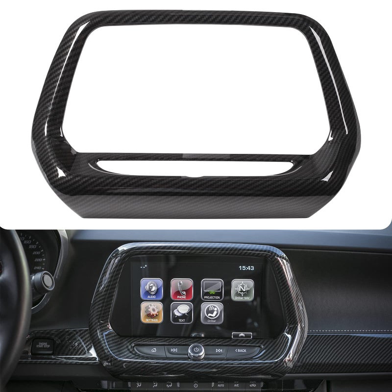 RTTCZ Navigation GPS Large Screen Panel Frame Cover Carbon Fiber Interior Accessories for Chevrolet Camaro 2017 2018 2019 2020 2021 2022 Carbon Fiber Grain