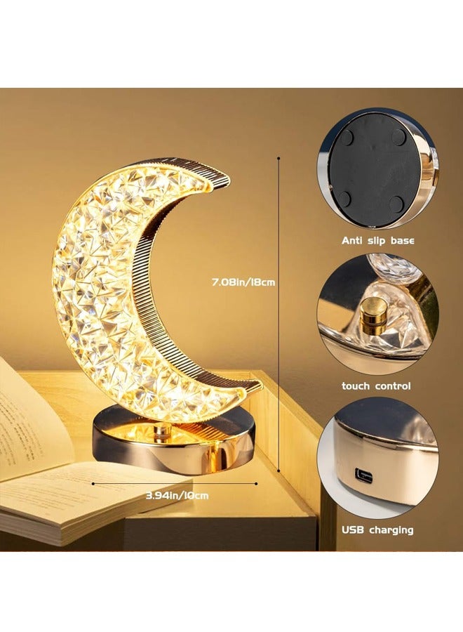Tiokkss Ramadan Decorations Moon Lamp, Nightstand Lamp with 3 Color Modes & Touch Control, Crystal Lamp Cute Night Light for Kids Girls Birthday, Bedroom,Ramadan Christmas Decorations - Image 5