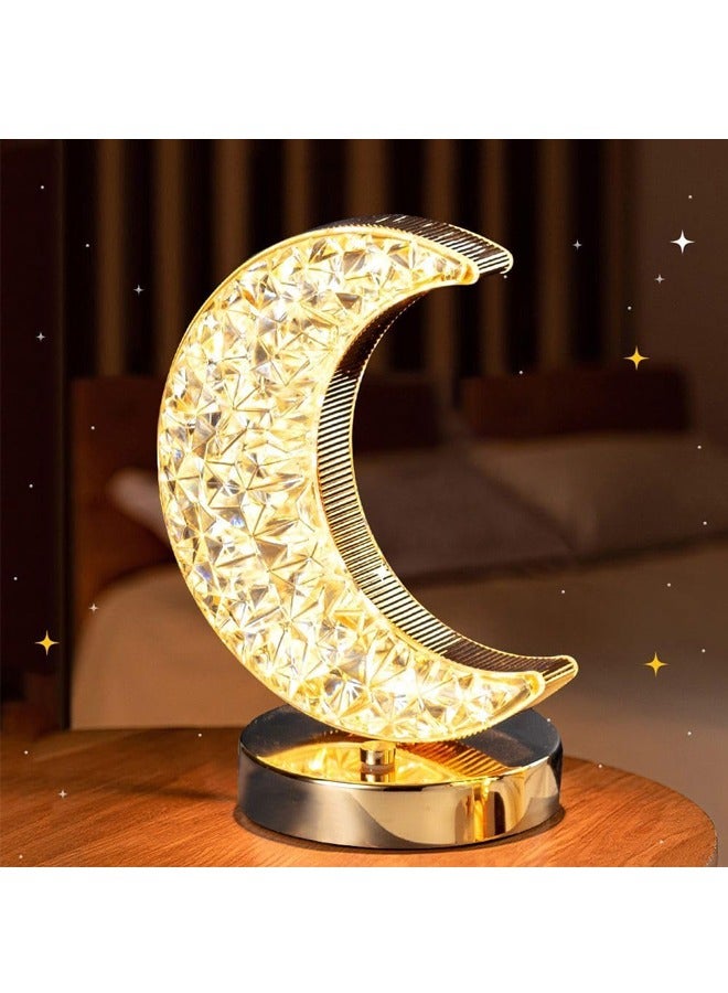Tiokkss Ramadan Decorations Moon Lamp, Nightstand Lamp with 3 Color Modes & Touch Control, Crystal Lamp Cute Night Light for Kids Girls Birthday, Bedroom,Ramadan Christmas Decorations - Image 2