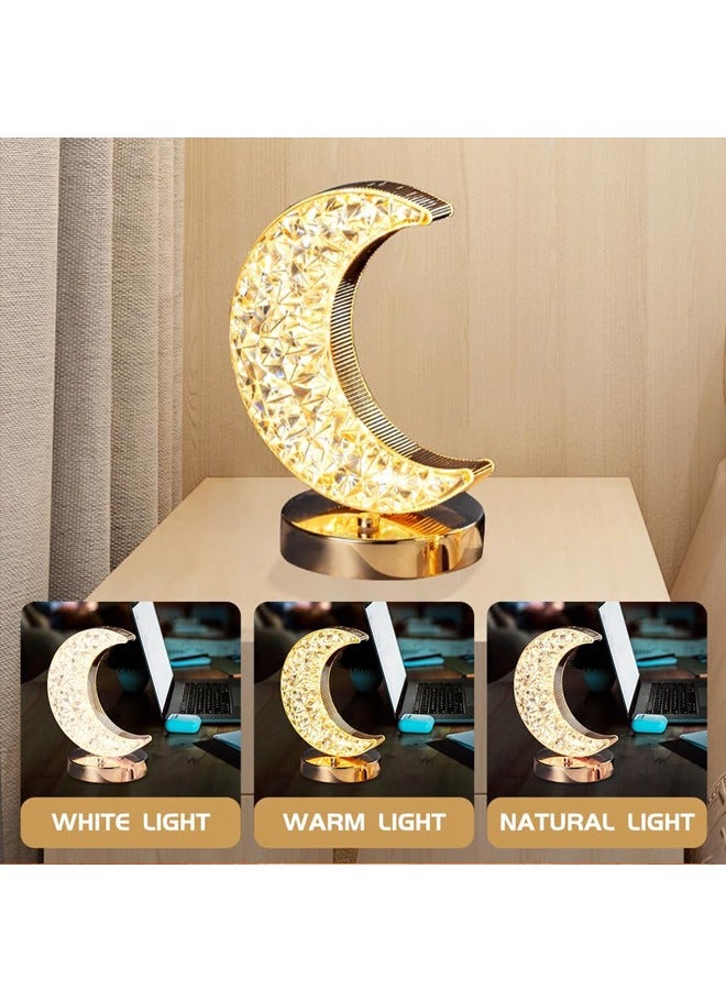 Tiokkss Ramadan Decorations Moon Lamp, Nightstand Lamp with 3 Color Modes & Touch Control, Crystal Lamp Cute Night Light for Kids Girls Birthday, Bedroom,Ramadan Christmas Decorations - Image 4
