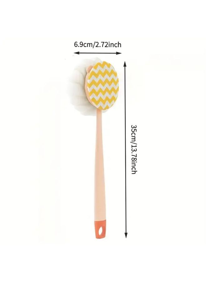 Long Handle Back Scrubber Body Brush With Loofah Green For Exfoliation And Massage - Image 3