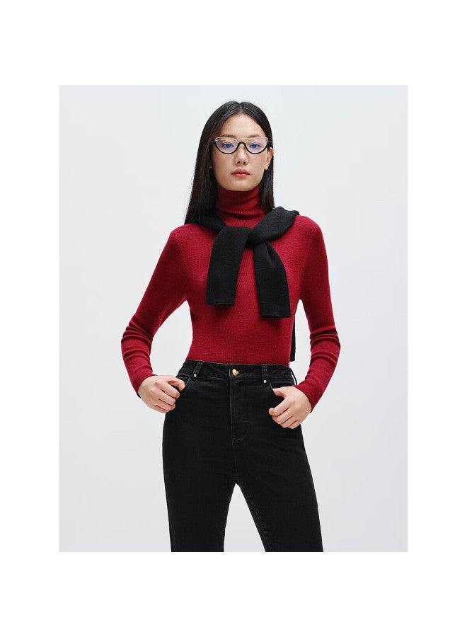 Waxbird Peacebird Women's Seamless Knitwear Base Layer Sweater High Neck Courage Red S - Image 1