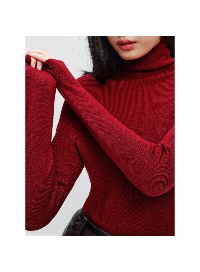 Waxbird Peacebird Women's Seamless Knitwear Base Layer Sweater High Neck Courage Red S - Image 3