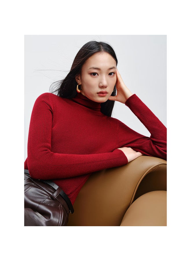 Waxbird Peacebird Women's Seamless Knitwear Base Layer Sweater High Neck Courage Red S - Image 2
