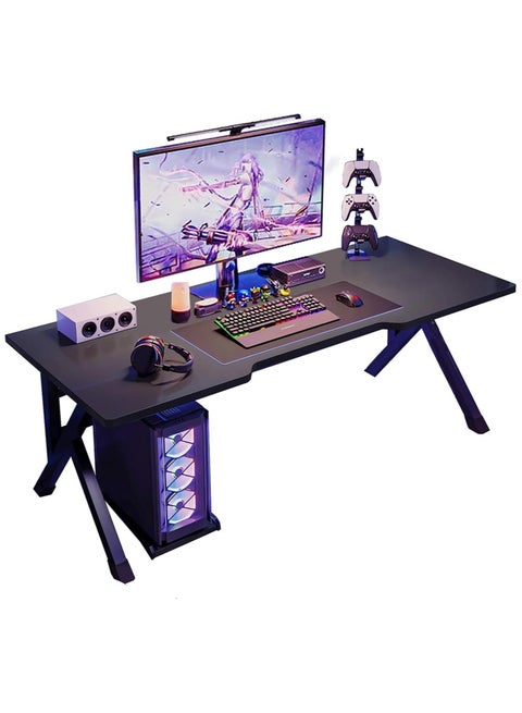 K Shaped Gaming Desk 120cm Modern Computer Desk for Home Office & Gaming  Spacious Study Table with Ergonomic Design Ideal for Student Desk Work Desk or Bedroom Desk Sturdy Black Office Table