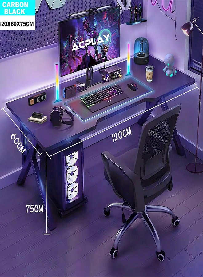 آه آه طاولة جيمينغ بتصميم "K" مقاس 120 سم: طاولة كمبيوتر عصرية لمكتب البيت والألعاب طاولة دراسة واسعة بتصميم مريح، مثالية كمكتب للطلاب أو مكتب عمل أو طاولة غرفة نوم طاولة مكتبية قوية باللون الأسود - Image 5
