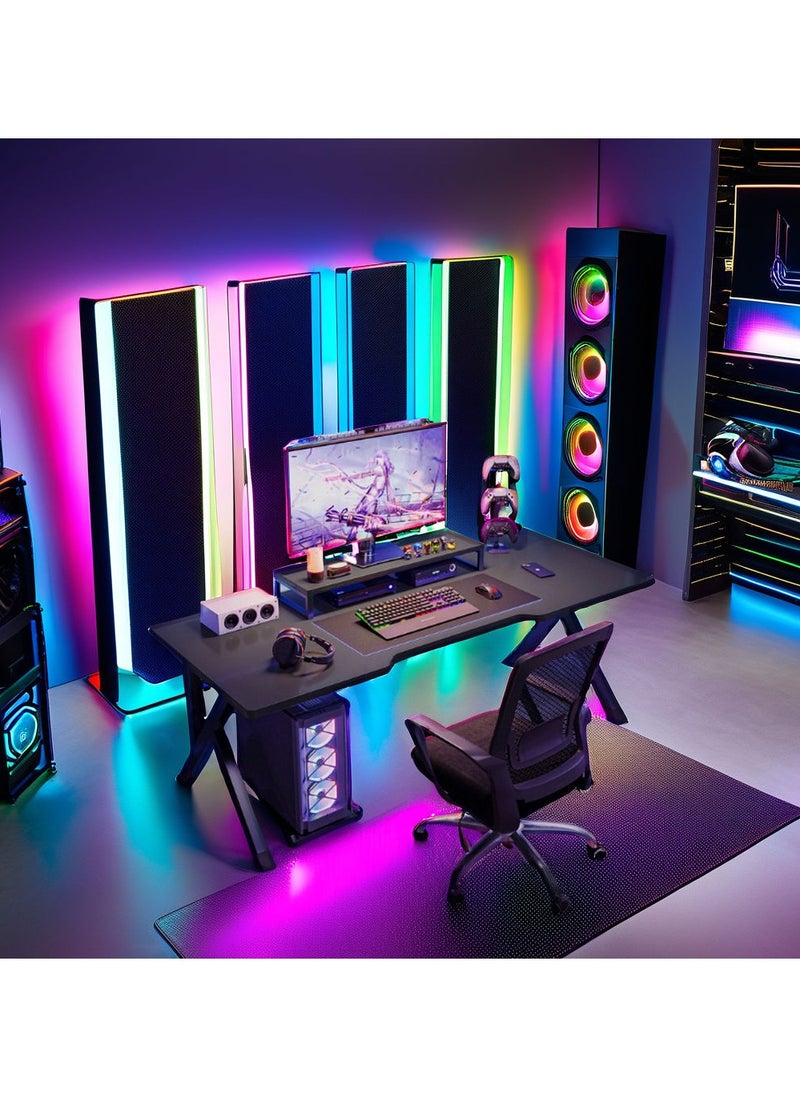OHAHO - K Shaped Gaming Desk 120cm Computer Table Home Office Computer Desk Table Large Desktop Easy to assemble - Image 1