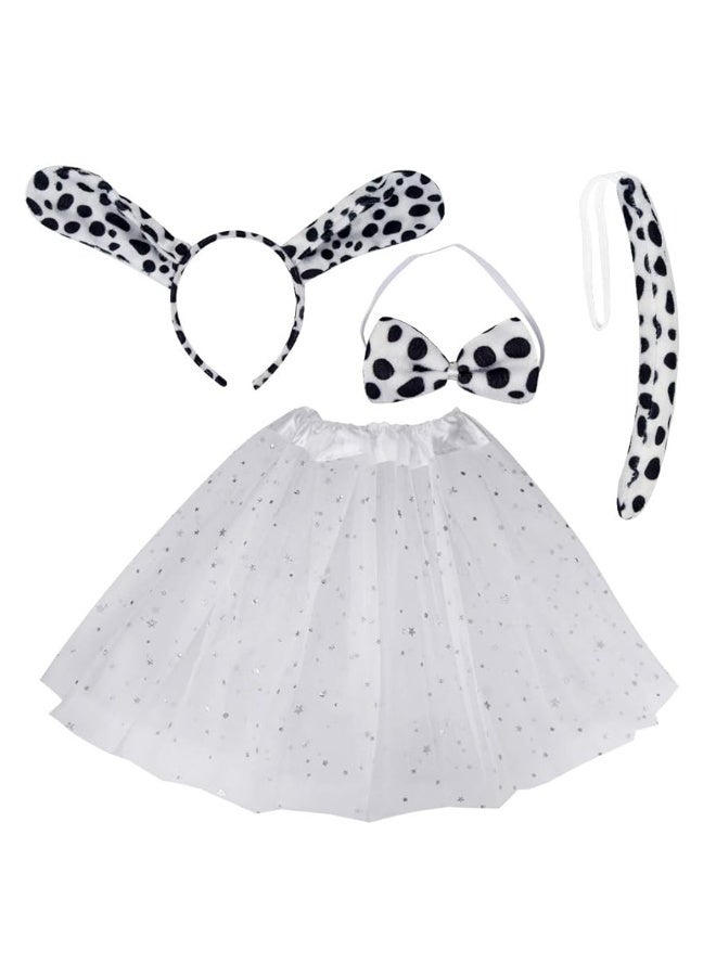 Dxhycc Dalmatian Costume Set Dog Ears Headband Bowtie Tail Tutu for Kids Girls Boys Halloween Costume Cosplay Party - Image 2