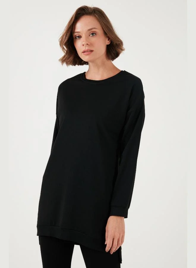 ليلا ليلى تونيك قطن بقصة واسعة بياقة دائرية للنساء