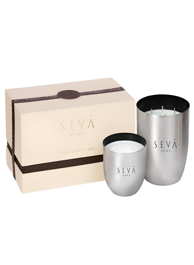 SEVA HOME Heirloom Aqua Scented Candle Gift Set (Pack of 2) | Luxury Aroma & Home Décor | Peppermint & Coriander | Natural Soy Wax | 40-55 Hour Burn - Image 1