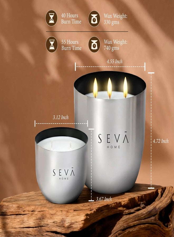 SEVA HOME Heirloom Aqua Scented Candle Gift Set (Pack of 2) | Luxury Aroma & Home Décor | Peppermint & Coriander | Natural Soy Wax | 40-55 Hour Burn - Image 4