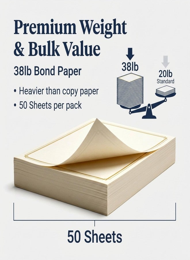 PaperDirect Foil Elegance Specialty Certificates, 50 Sheets of 38lb Cream Paper, 8½" x 11", Double Gold Foil Border, Perfect for Awards, Students, Employees, Volunteers, Course Completion, Diplomas - Image 4