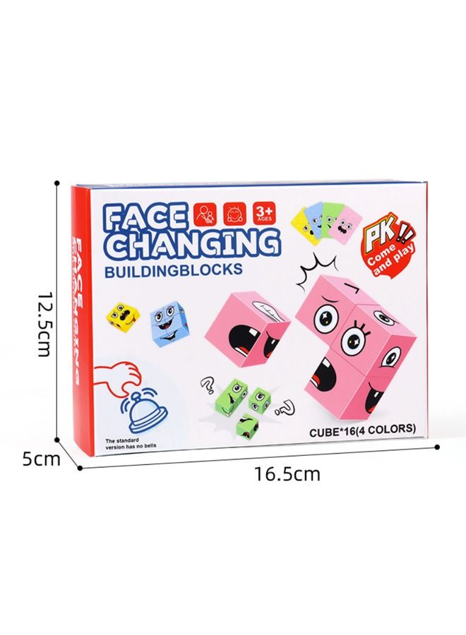 Beauenty Wooden Puzzle Building Cubes Funny Faces With Bell - Image 5
