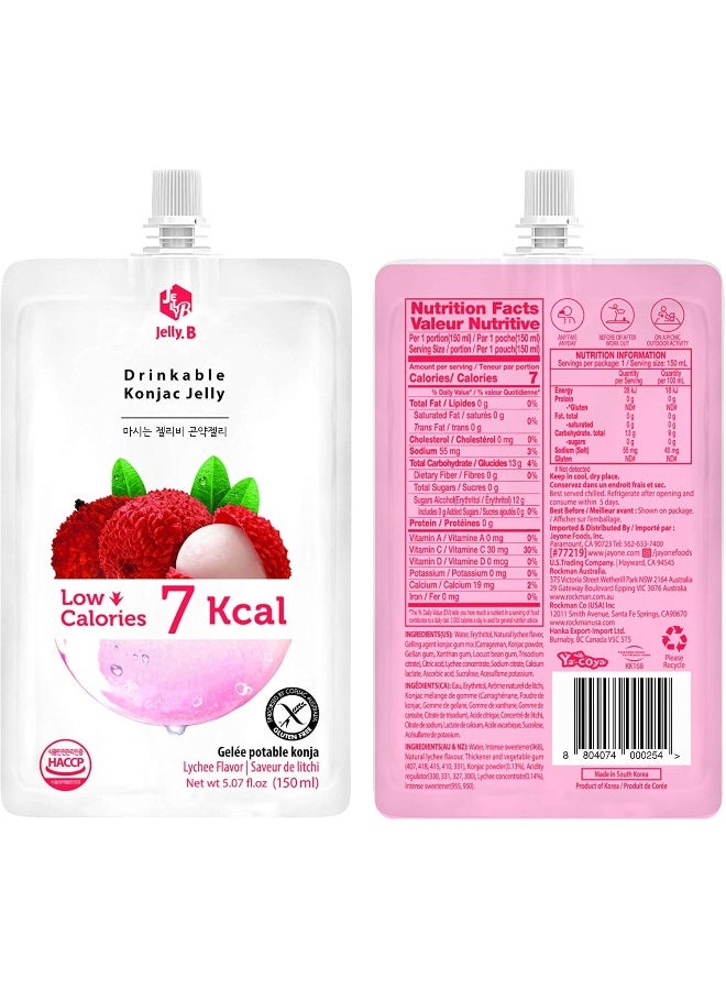 Jayone جيلي بي هلام كونجاك القابل للشرب (10 عبوات سعة 150 مل) - 0 جرام سكر، فقط 7 سعرات حرارية لكل عبوة (ليتشي) - Image 3