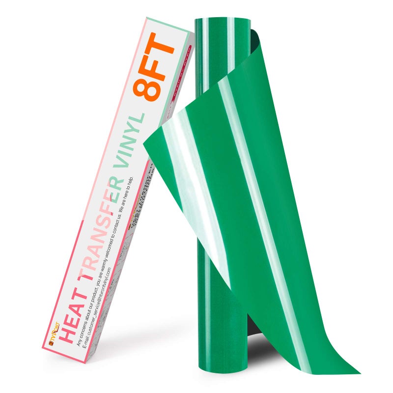 HTVRONT HTV Vinyl Rolls Heat Transfer Vinyl - 12" x 8ft Green HTV Vinyl for Shirts, Iron on Vinyl for All Cutting Machine - Easy to Cut & Weed for Heat Vinyl Design (Green) - Image 1