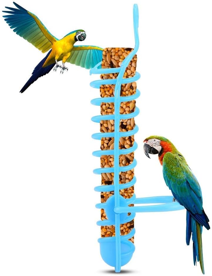 Fdit Parrots Feeder Basket Plastic Food Fruit Feeding Perch Stand Holder for Pet Bird Supplies Fruit Vegetable Millet Container(Blue) - Image 4