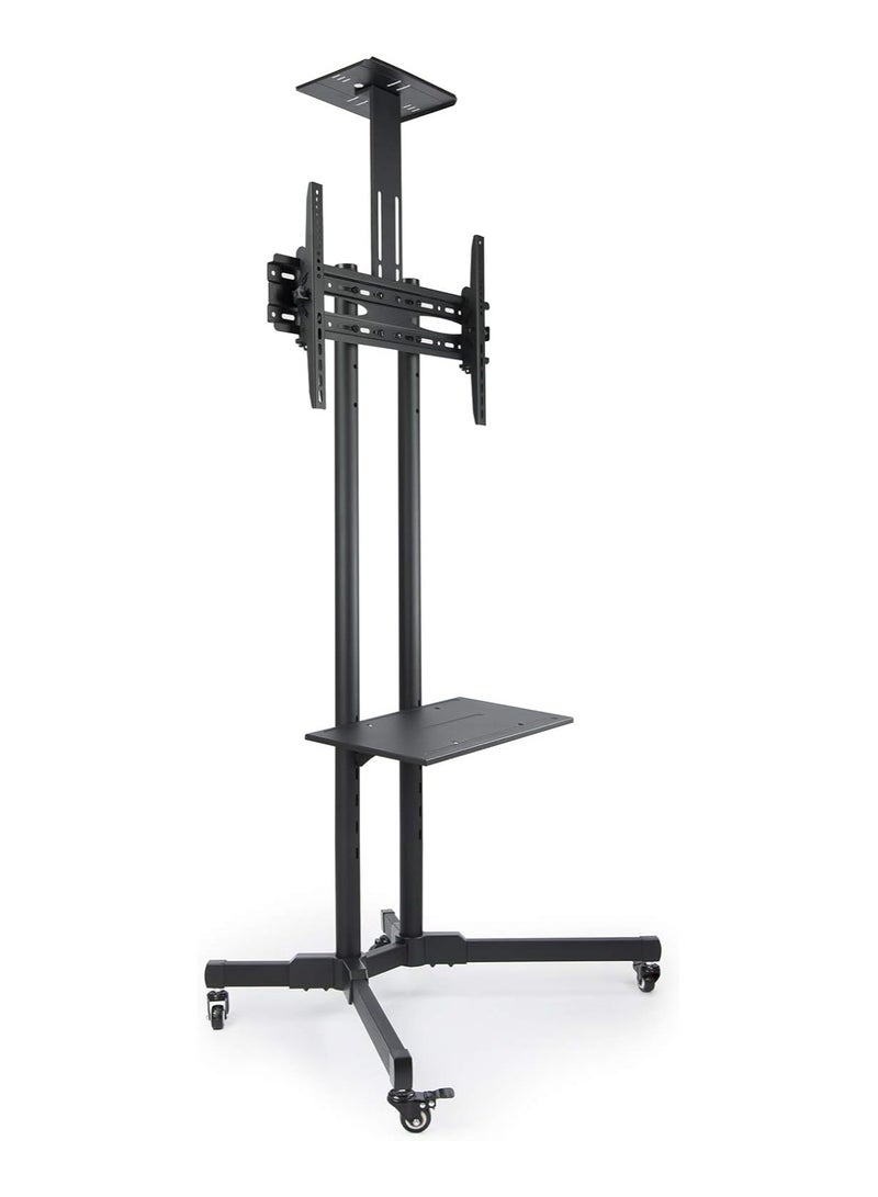 ELTRAZONE TV Stand Wall Brackets with Wheels,Rolling TV Cart for 32-70 Inch LCD LED OLED Flat Panel Plasma Screens, Mobile Floor TV Stand with Height Adjustable Shelf, Holds up to 132 lbs  - Image 2